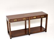Antique Campaign Style Mahogany Console Table