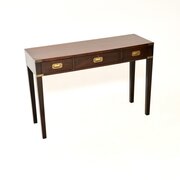 Antique Campaign Style Mahogany And Brass Console
