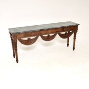 Antique Carved Walnut Marble Top Console Table