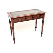 Antique Early Victorian Mahogany Leather Top Desk