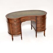 Antique Edwardian Inlaid Mahogany Leather Top Desk