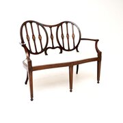 Antique Edwardian Inlaid Mahogany Settee