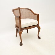 Antique Edwardian Walnut Caned Armchair