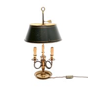 Antique French Brass & Tole Bouillotte Table Lamp
