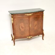 Antique French Burr Walnut Marble Top Cabinet