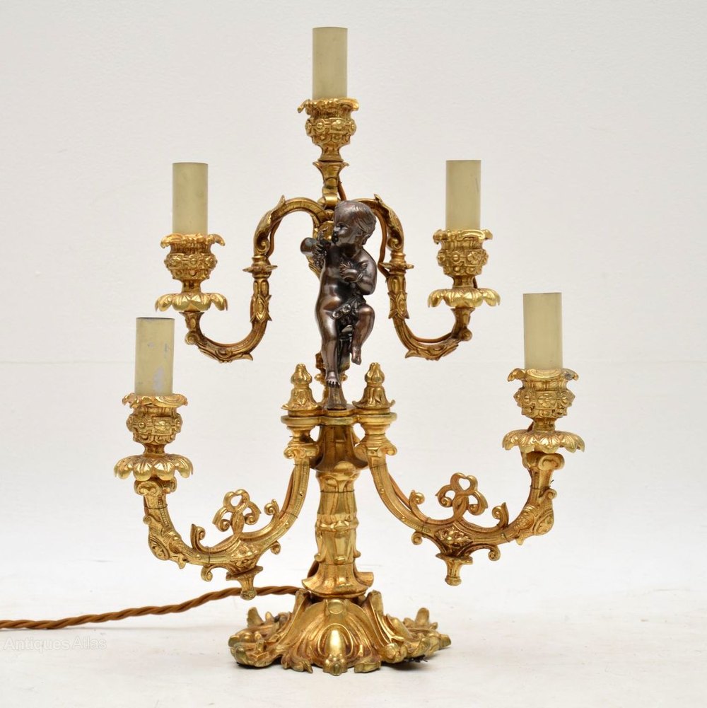 Antiques Atlas Antique French Gilt Metal Candelabra Table Lamp