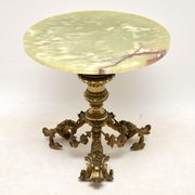 Antique French Gilt Metal & Onyx Side Table