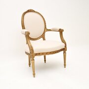 Antique French Gilt Wood Salon Chair