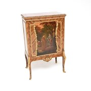 Antique French Marble Top Painted Cabinet