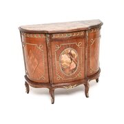 Antique French Marble Top Painted Cabinet