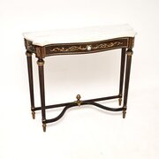 Antique French Marble Top Walnut Console Table