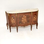 Antique French Marquetry Marble Top Sideboard