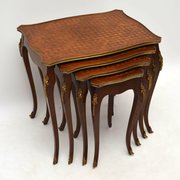 Antique French Nest Of 4 Parquetry Top Tables