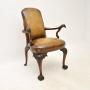 Antique Georgian Period Walnut & Leather Armchair
