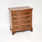 Antique Georgian Style Burr Walnut Chest Of Drawer