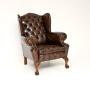 Antique Leather Wing Back Armchair