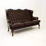 Antique Leather Wing Back Sofa