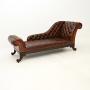 Antique Leather and Mahogany Chaise Longue