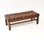 Antique Leather and Mahogany Stool / Bench