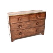 Antique Mahogany Leather Top Campaign Chest