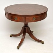 Antique Mahogany Leather Top Drum Table