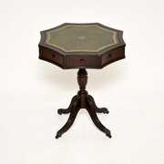 Antique Mahogany Leather Top Drum Table