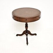 Antique Mahogany Leather Top Drum Table