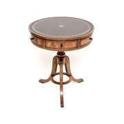 Antique Mahogany Leather Top Drum Table
