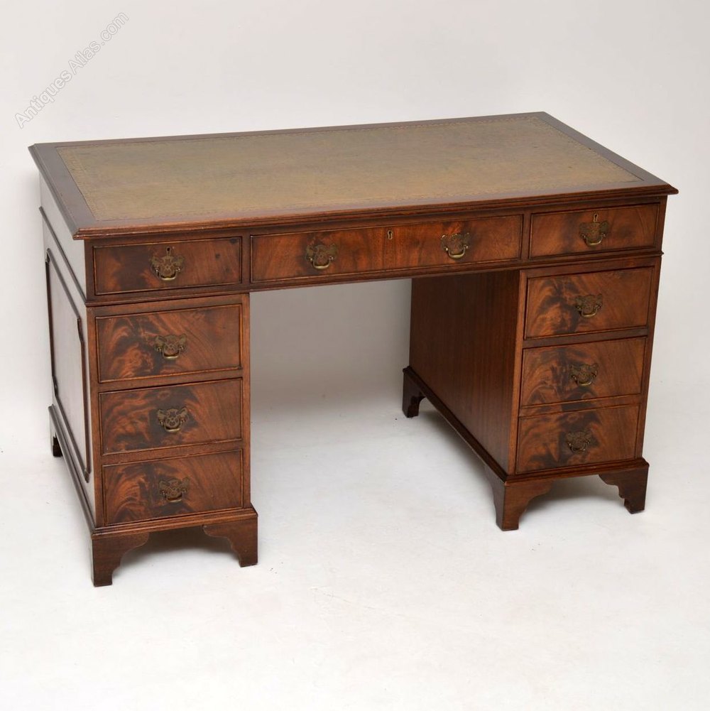 Antique Mahogany Leather Top Pedestal Desk Antiques Atlas