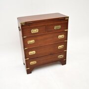 Antique Mahogany Military Campaign Bachelors Chest