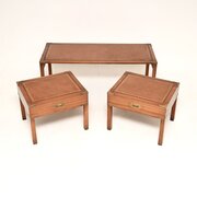 Antique Mahogany Military Campaign Nesting Tables 