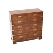 Antique Mahogany Military Campaign Style Chest 