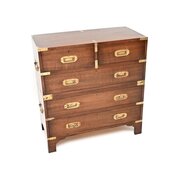 Antique Mahogany Military Campaign Style Chest
