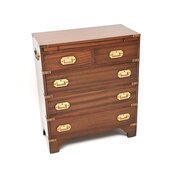 Antique Mahogany Military Campaign Style Chest