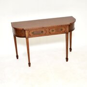 Antique Mahogany And Inlaid Brass Console Table