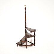 Antique Mahogany And Leather Library Steps