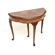 Antique Queen Anne Style Burr Walnut Card Table