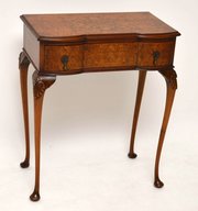 Antique Queen Anne Style Burr Walnut Side Table