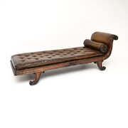 Antique Regency Period Mahogany And Leather Chaise