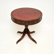 Antique Regency Style Mahogany Leather Drum Table