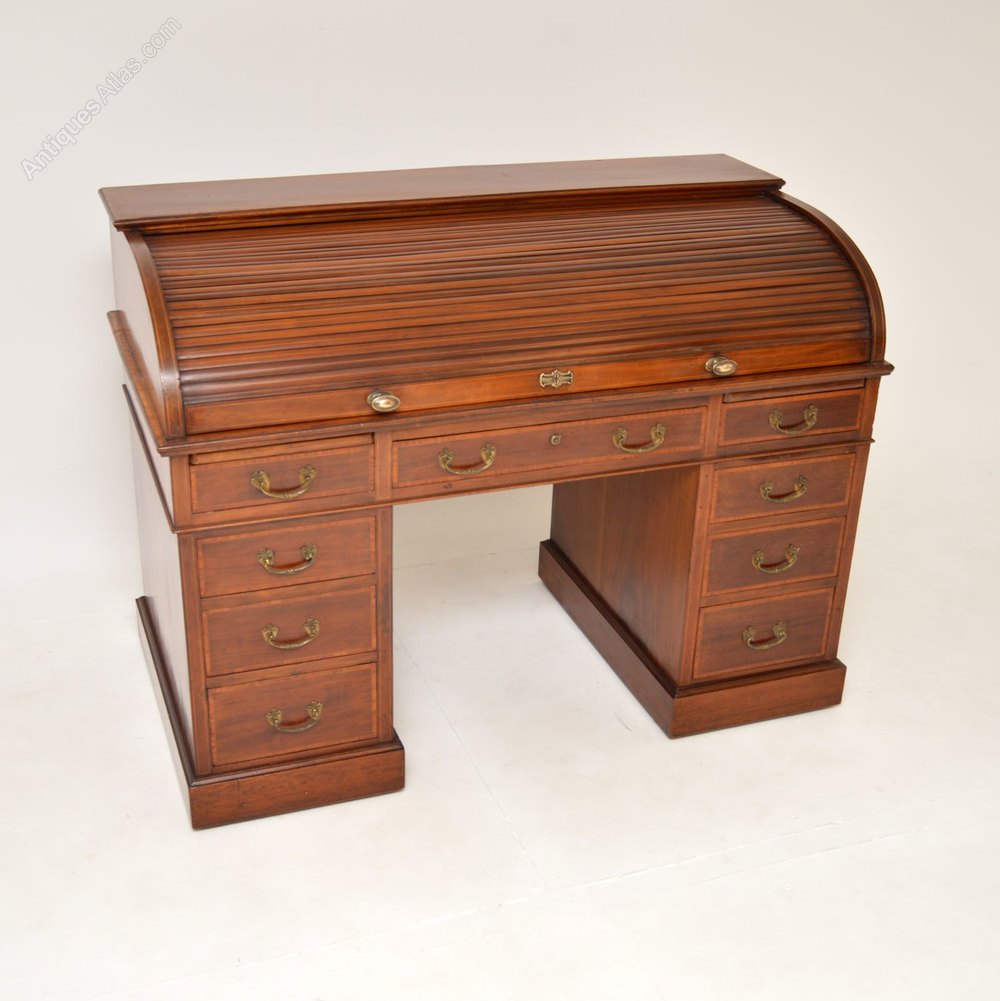 Antique Roll Top Mahogany Pedestal Desk Antiques Atlas