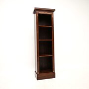Antique Slim Inlaid Mahogany Open Bookcase