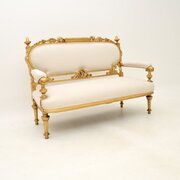 Antique Swedish Empire Giltwood Settee