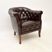 Antique Swedish Leather Armchair
