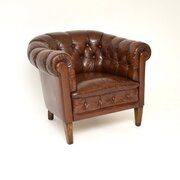 Antique Swedish Leather Armchair