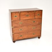 Antique Teak Military Campaign Chest Of Drawers