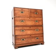 Antique Teak Military Campaign Chest Of Drawers