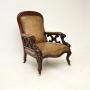 Antique Victorian Carved Mahogany Leather Armchair