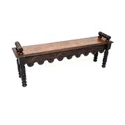 Antique Victorian Carved Oak Bench