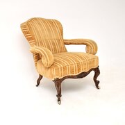 Antique Victorian Carved Walnut Armchair